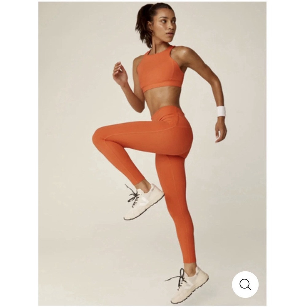 Beyond Yoga POWERBEYOND™️ High Waist Midi Legging Small Sunset Orange $110 EUC